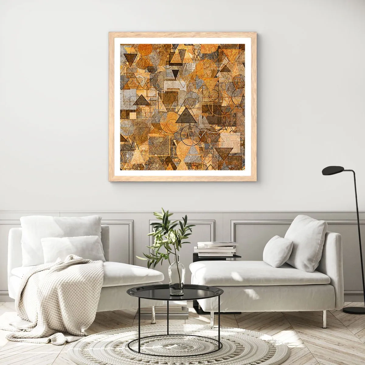 Affiche dans un chêne clair - Poster - Le monde en forme - 40x40 cm