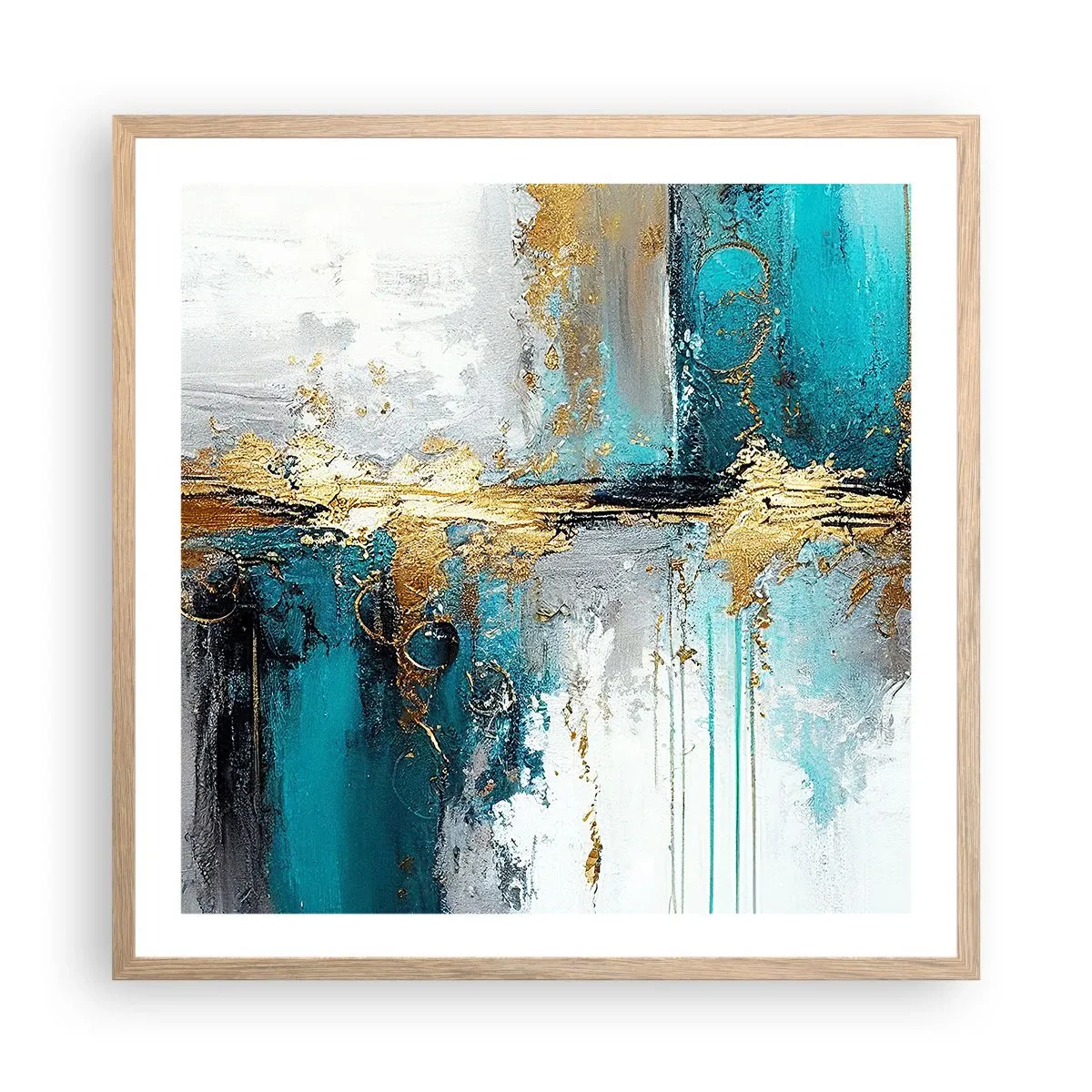 Affiche dans un chêne clair - Poster - Tout coule - 60x60 cm