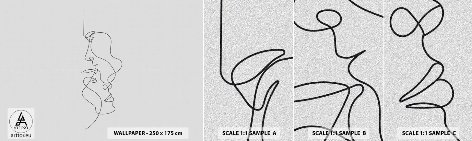 Échantillon de Papier Peint Autocollant Deluxe Sticker - Chaleur de désir renaissant - Graphique, Couple amoureux, Baiser - 100x30 cm