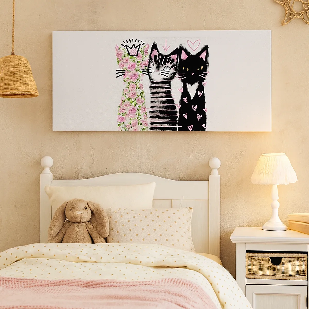 Impression sur toile - Image sur toile - Il y avait trois chats - 30x30 cm