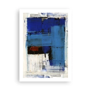 Affiche - Poster - Composition abstraite dans les tons de bleu et de blanc - 50x70cm - Secret de bleu - Décoration murale moderne pour le salon et la chambre ARTTOR