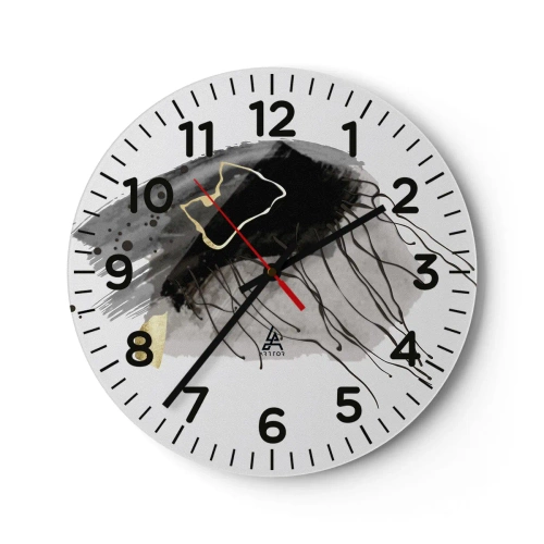 Horloge murale - Pendule murale - En noir et en or - 30x30 cm