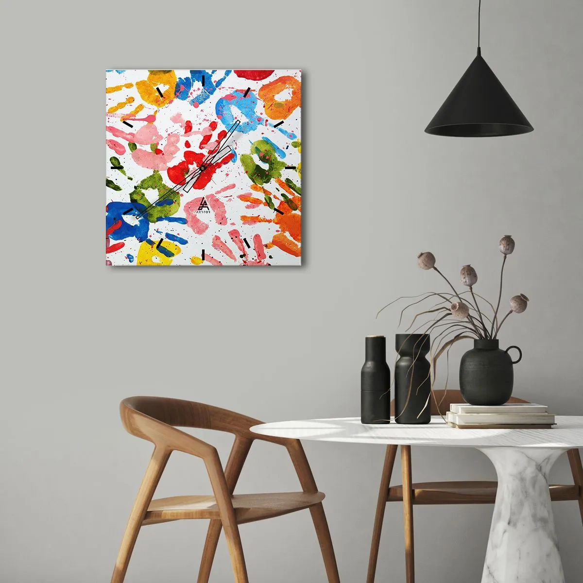 Horloge murale - Pendule murale - Suivez les traces - 40x40 cm