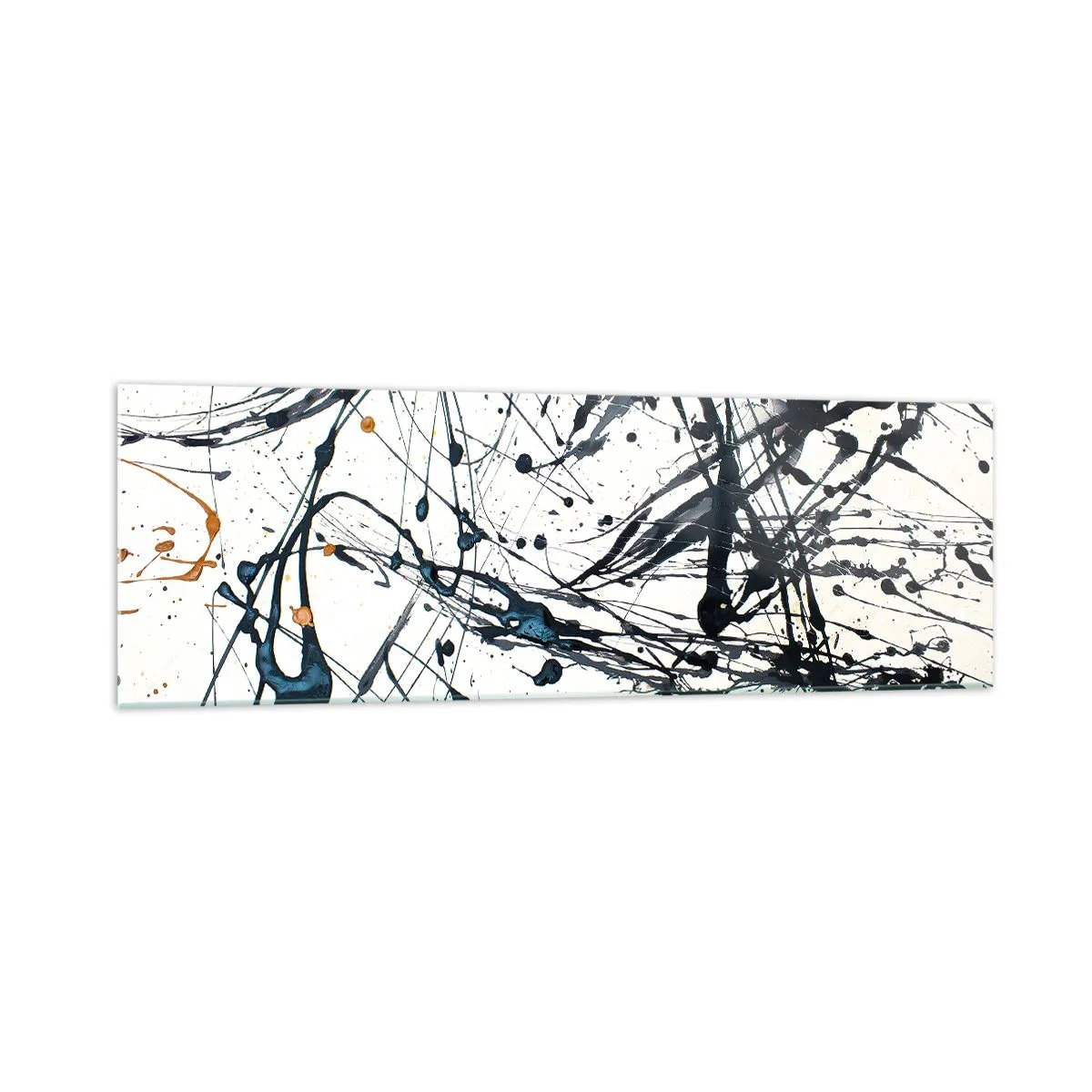 Impression sur verre - Image sur verre - Motif de peinture abstraite avec des lignes et des taches dynamiques - 160x50cm - Ca a du sens ou ça n'en a pas ? - Décoration murale moderne pour le salon et la chambre ARTTOR