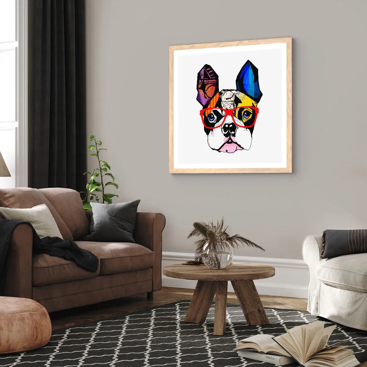 Affiche dans un chêne clair - Poster - Intellectuel - 60x60 cm