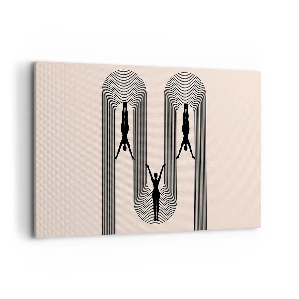 Impression sur toile - Image sur toile - Silhouettes géométriques sur fond beige - 120x80cm - Les jambes en l’air - Décoration murale moderne pour le salon et la chambre ARTTOR