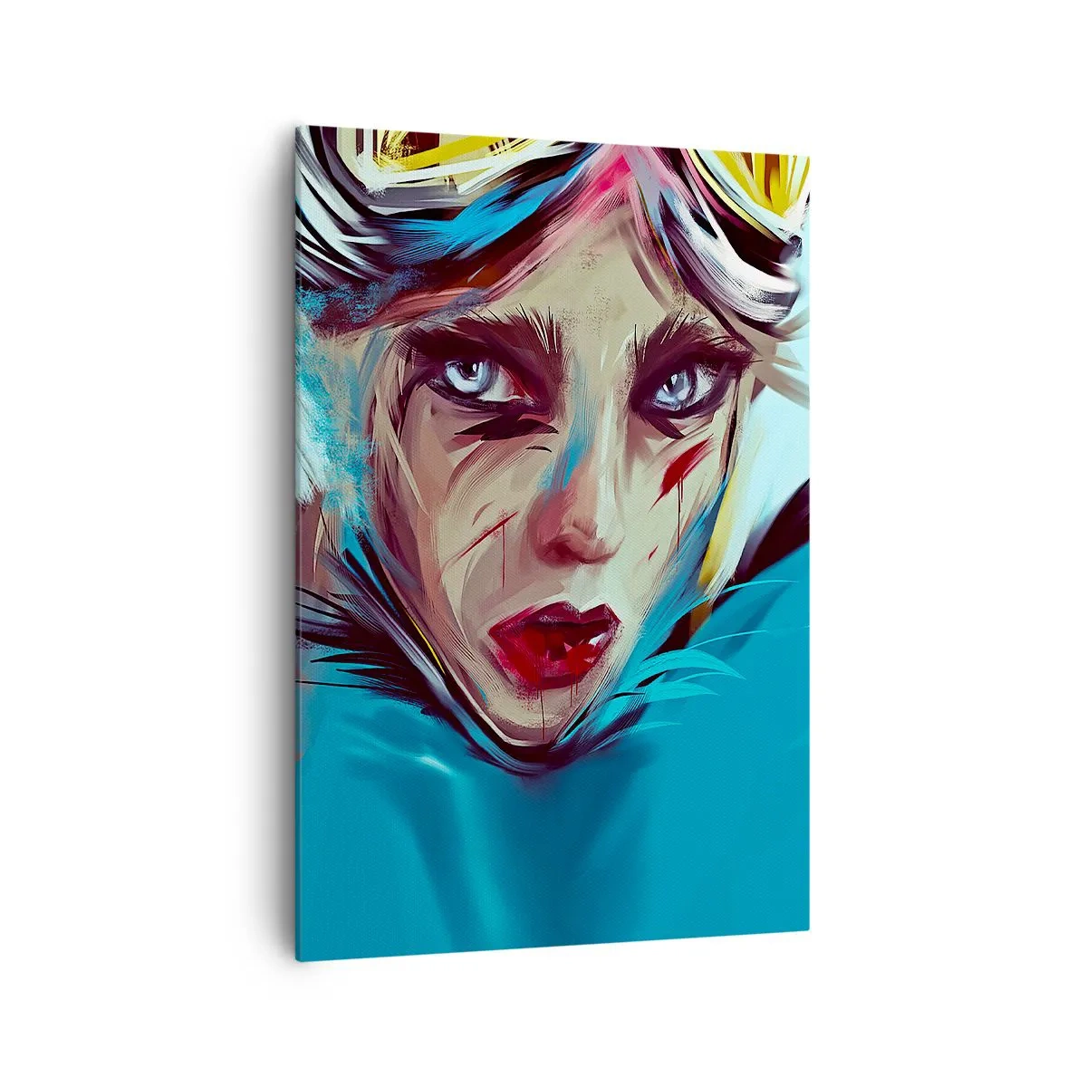 Impression sur toile - Image sur toile - Portrait d'une femme aux couleurs dynamiques et au style abstrait - 70x100cm - Guerrière errante - Décoration murale moderne pour le salon et la chambre ARTTOR