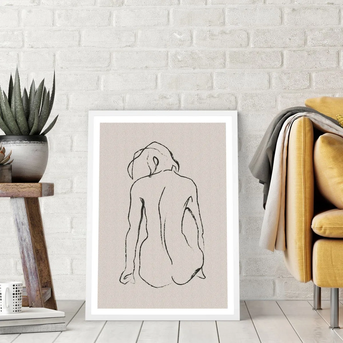 Affiche dans un cadre blanc - Poster - Femme nue - 61x91 cm