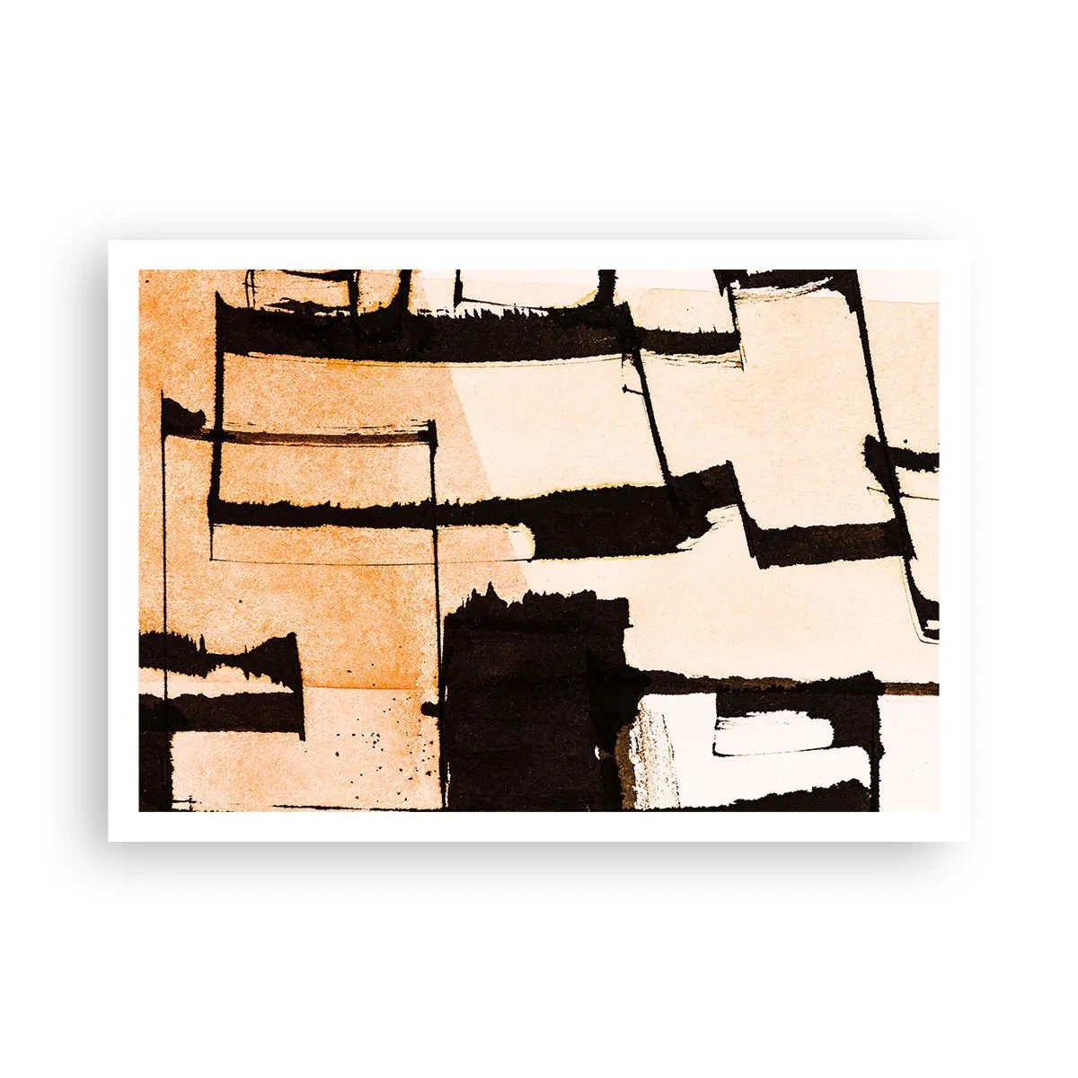 Affiche - Poster - Motifs géométriques dans les tons marron et beige - 100x70cm - De l’ordre malgré tout - Décoration murale moderne pour le salon et la chambre ARTTOR