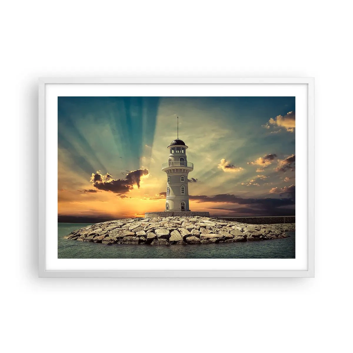 Affiche dans un cadre blanc - Poster - Lumière - Bonté - Beauté - 70x50 cm