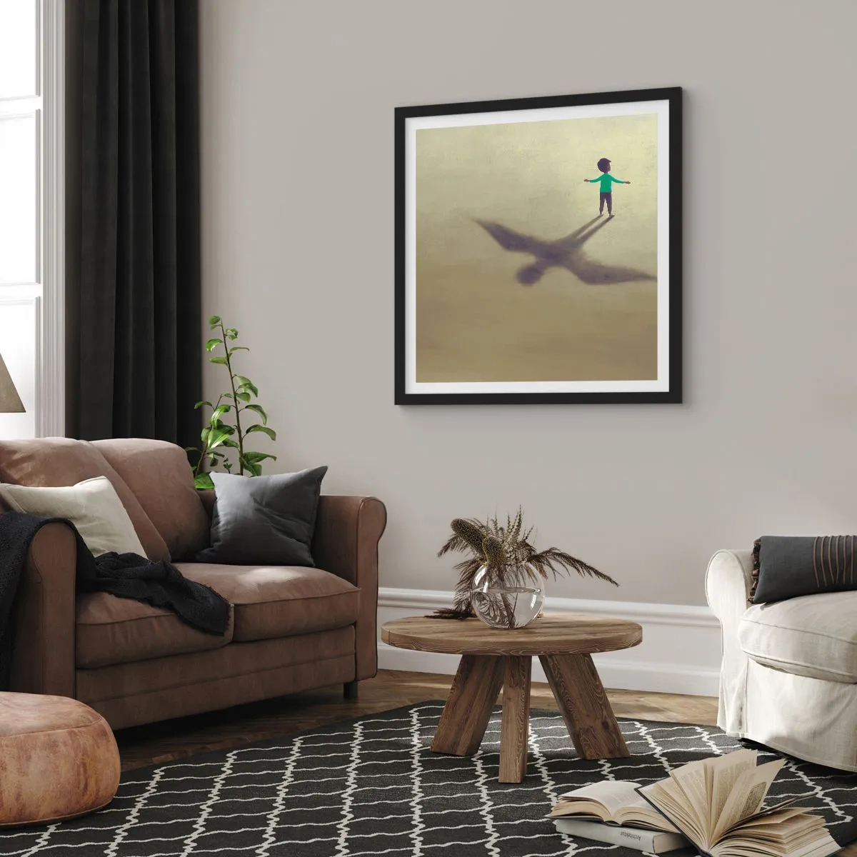 Affiche dans un cadre noir - Poster - Héros du futur - 30x30 cm