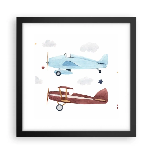Affiche dans un cadre noir - Poster - Monsieur le pilote, nous vous attendons ! - 30x30 cm