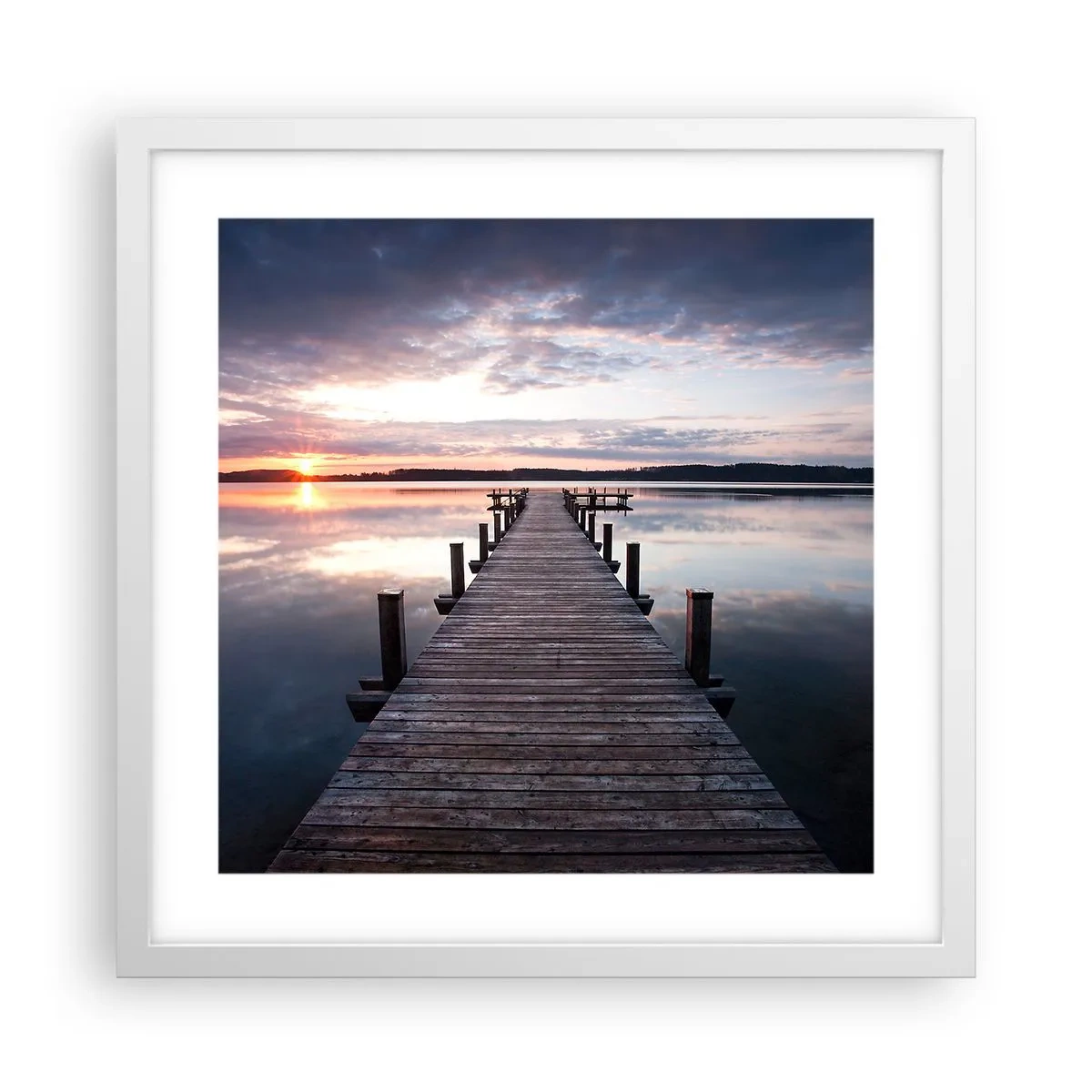 Affiche dans un cadre blanc - Poster - Une frontière tranquille entre le jour et la nuit - 40x40 cm