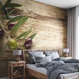 Papier Peint Autocollant Deluxe Sticker - Directement de la nature - Branche d'olivier, Nature, Olives - 100x70 cm