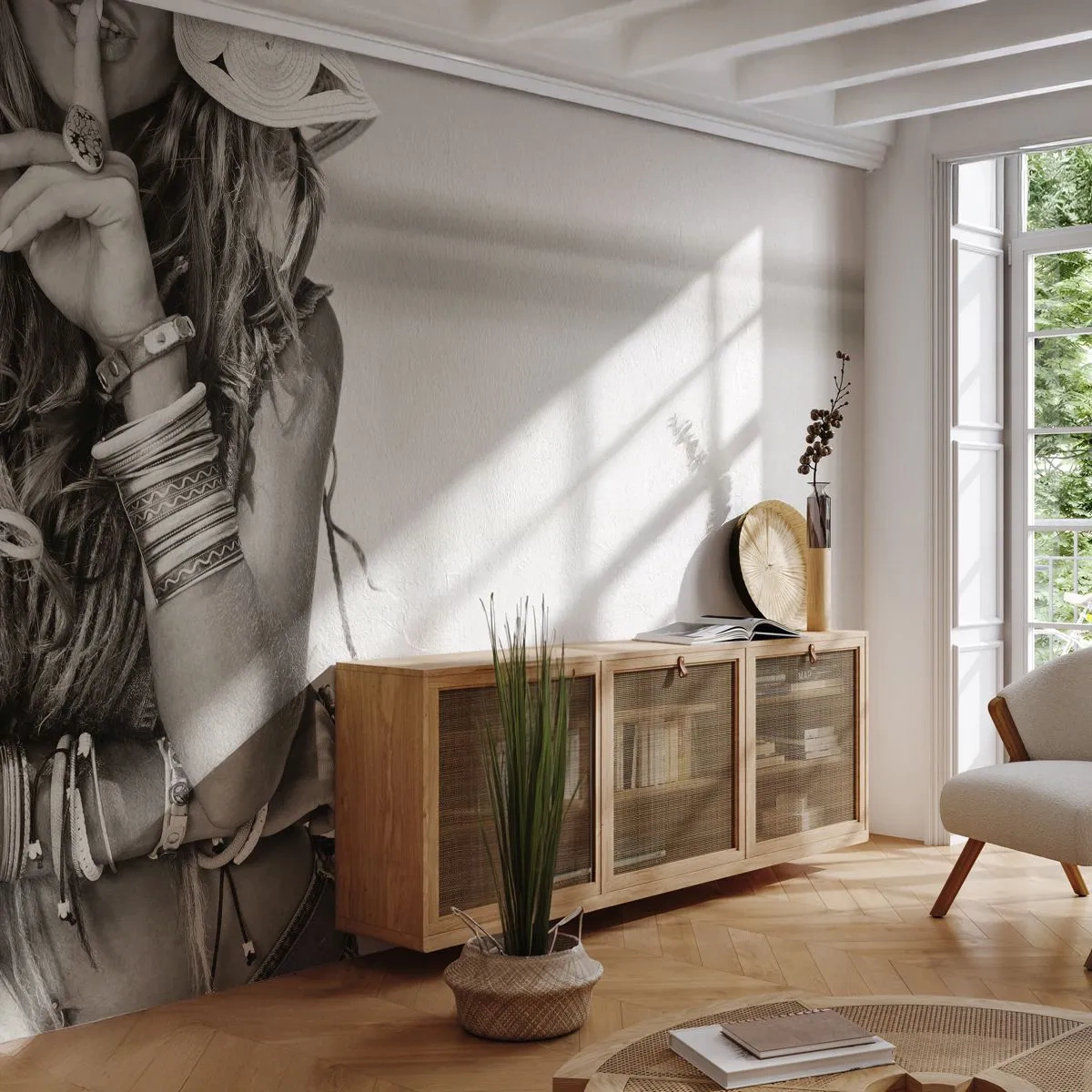 Papier Peint Photo Premium Sand - Comment va la fille - Femme, Bohème, Ancien - 450x315 cm