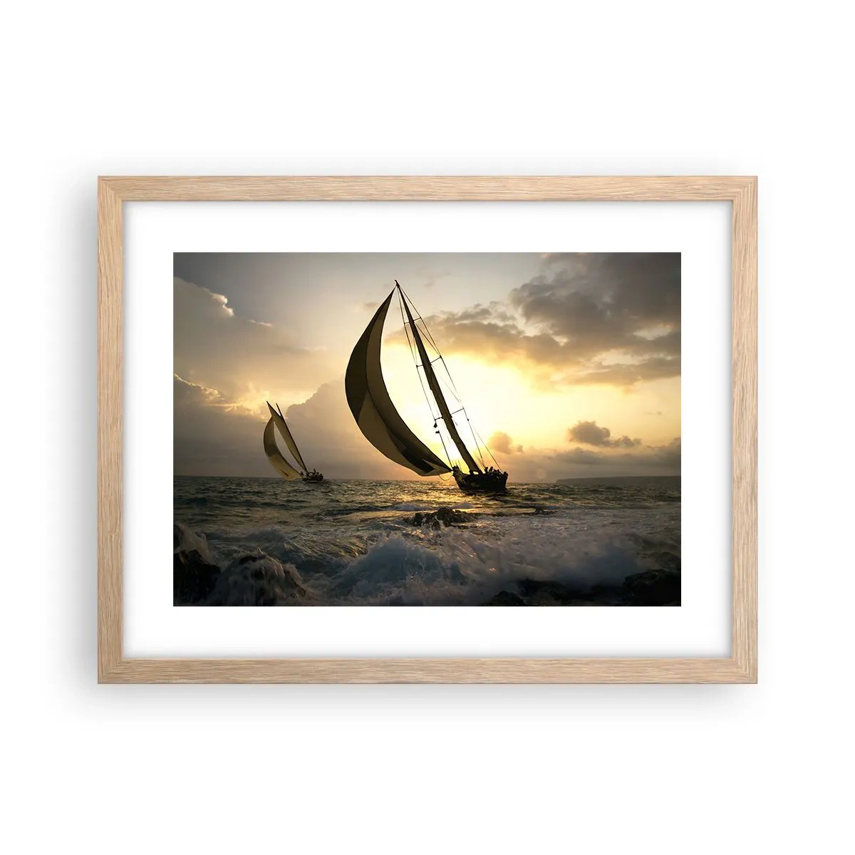 Affiche dans un chêne clair - Poster - Avec le vent et contre le vent - 40x30 cm