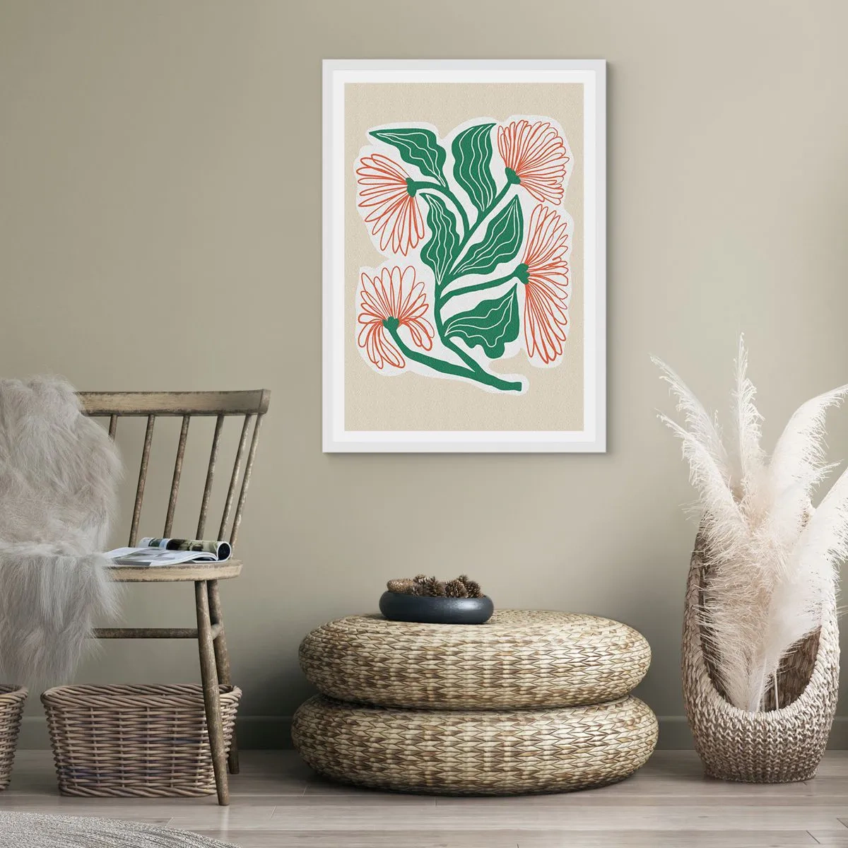 Affiche dans un cadre blanc - Poster - Folk et moderne - 30x40 cm