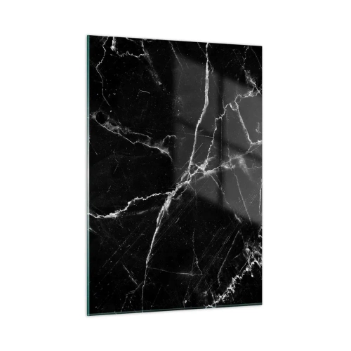 Impression sur verre - Image sur verre - Surface en marbre noir avec veines claires - 50x70cm - La vie secrète de la pierre - Décoration murale moderne pour le salon et la chambre ARTTOR