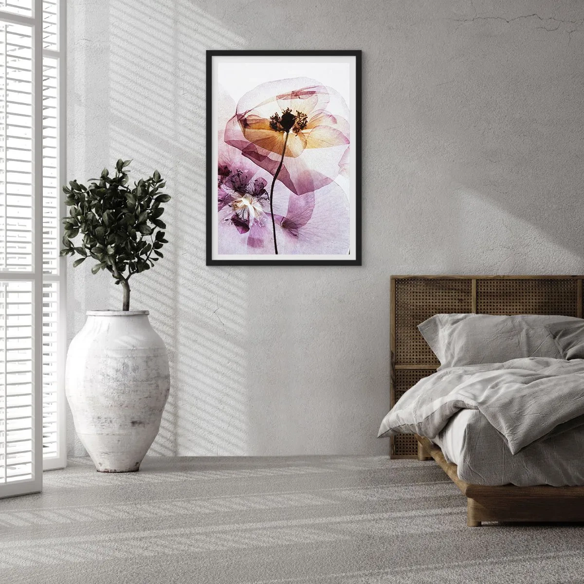 Affiche dans un cadre noir - Poster - Corps de fleurs transparente - 40x50 cm