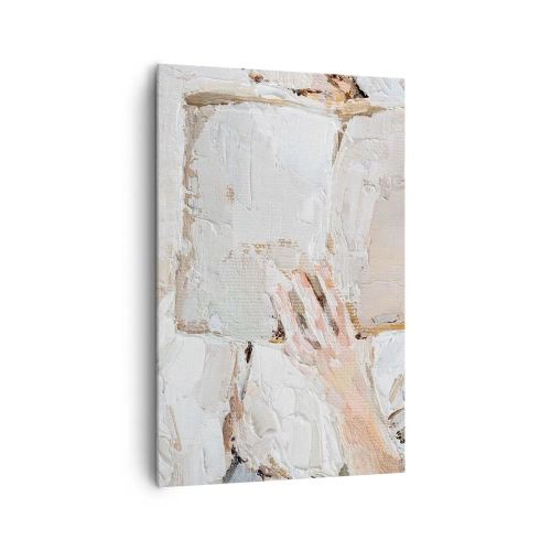Impression sur toile - Image sur toile - Une peinture impressionniste d'une main tenant un livre ouvert. - 80x120cm - Dans un autre monde - Décoration murale moderne pour le salon et la chambre ARTTOR
