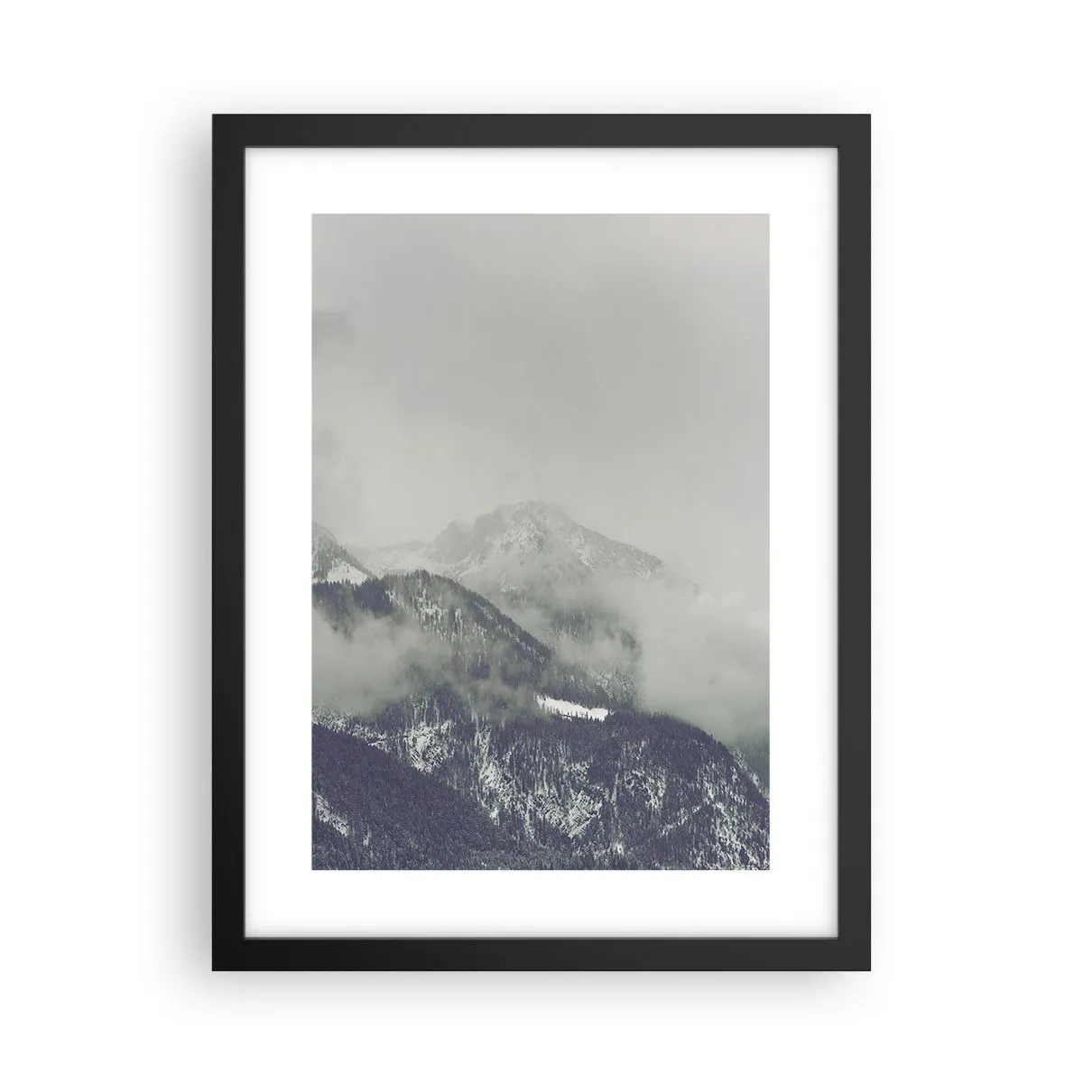 Affiche dans un cadre noir - Poster - Vallée brumeuse - 30x40 cm