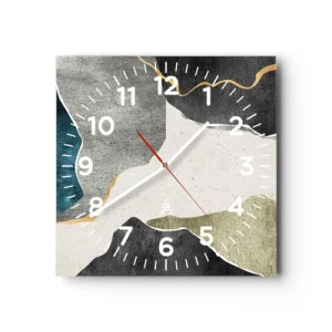 Horloge murale - Pendule murale - Composition mosaïque avec un fil d'or - 40x40 cm