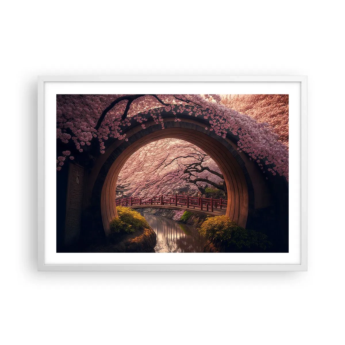 Affiche dans un cadre blanc - Poster - Printemps japonais - 70x50 cm
