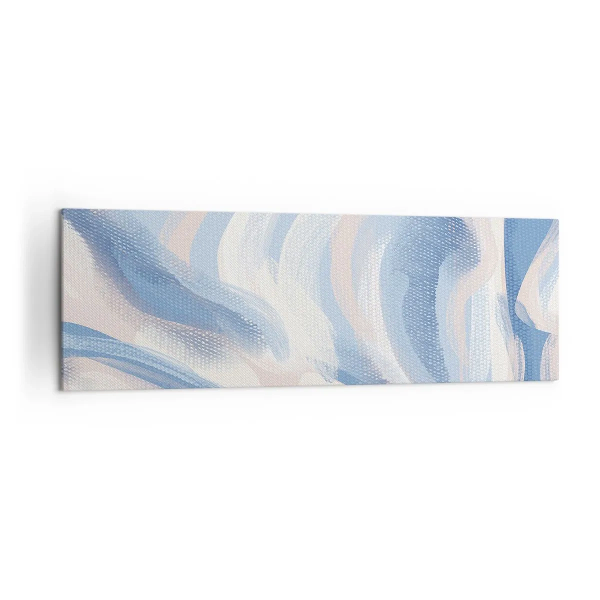 Impression sur toile - Image sur toile - Coups de pinceau abstraits dans des tons de bleu et de beige - 160x50cm - Vagues bleues - Décoration murale moderne pour le salon et la chambre ARTTOR