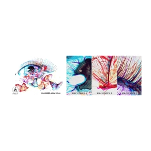 Échantillon de Papier Peint Premium Canvas - Charme des yeux de conte de fées - Oeil de femme, Papillon, Abstraction - 100x30 cm