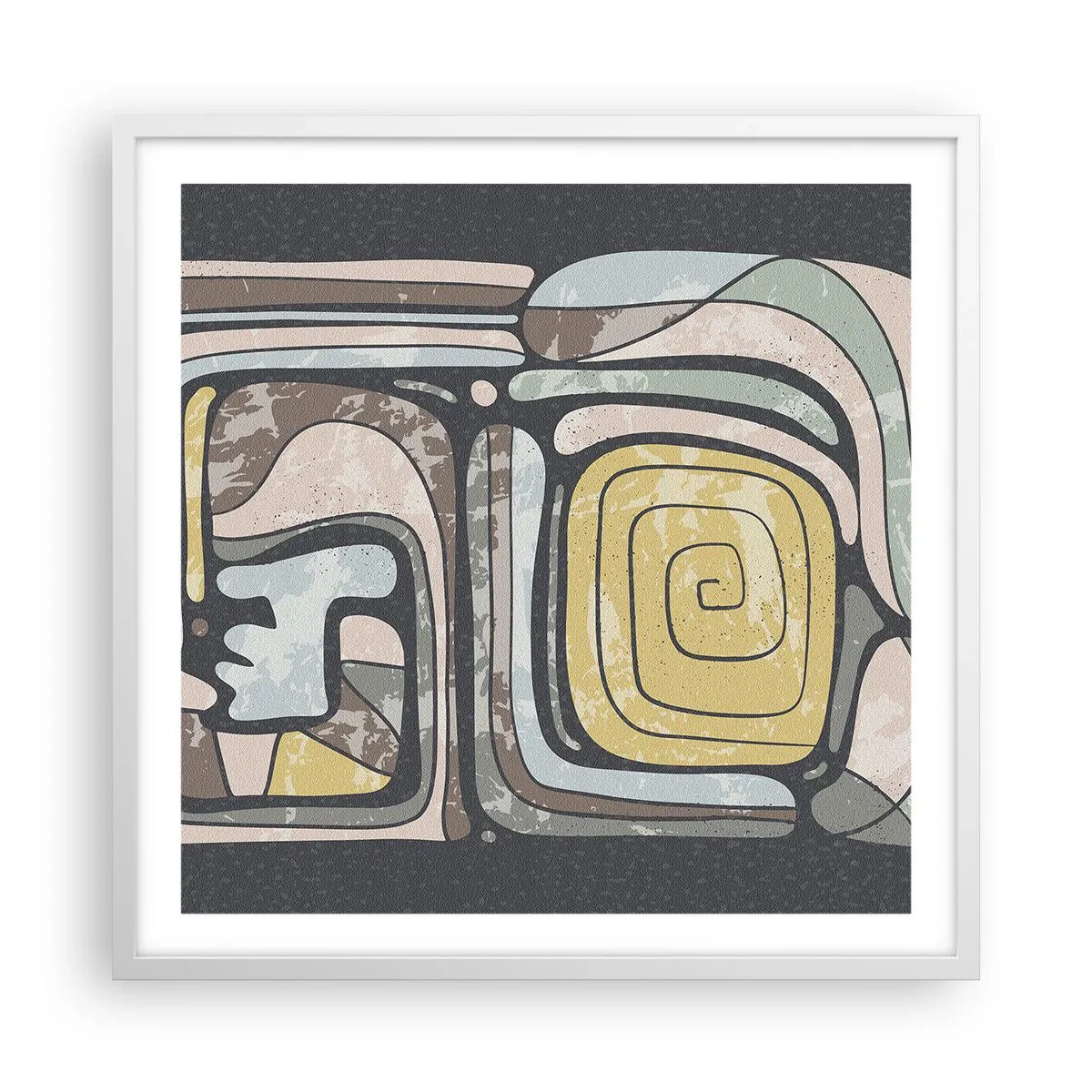 Affiche dans un cadre blanc - Poster - L'abstraction dans l'esprit précolombien - 60x60 cm
