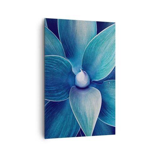 Impression sur toile - Image sur toile - Gros plan d'une fleur abstraite dans des tons de bleu - 80x120cm - Le bleu du ciel - Décoration murale moderne pour le salon et la chambre ARTTOR