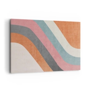 Impression sur toile - Image sur toile - Rayures rétro colorées - 120x80cm - Composition diagonale – mouvement - Décoration murale moderne pour le salon et la chambre ARTTOR