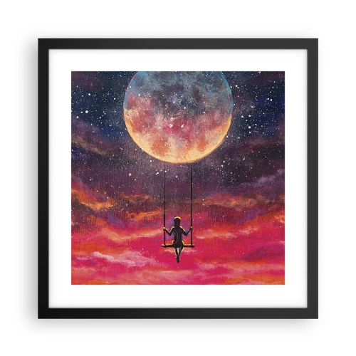 Affiche dans un cadre noir - Poster - Se balancer dans les nuages - 40x40 cm