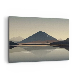 Impression sur toile - Image sur toile - Paysage de montagne minimaliste avec reflet dans l'eau - 100x70cm - Reflet de miroir - Décoration murale moderne pour le salon et la chambre ARTTOR