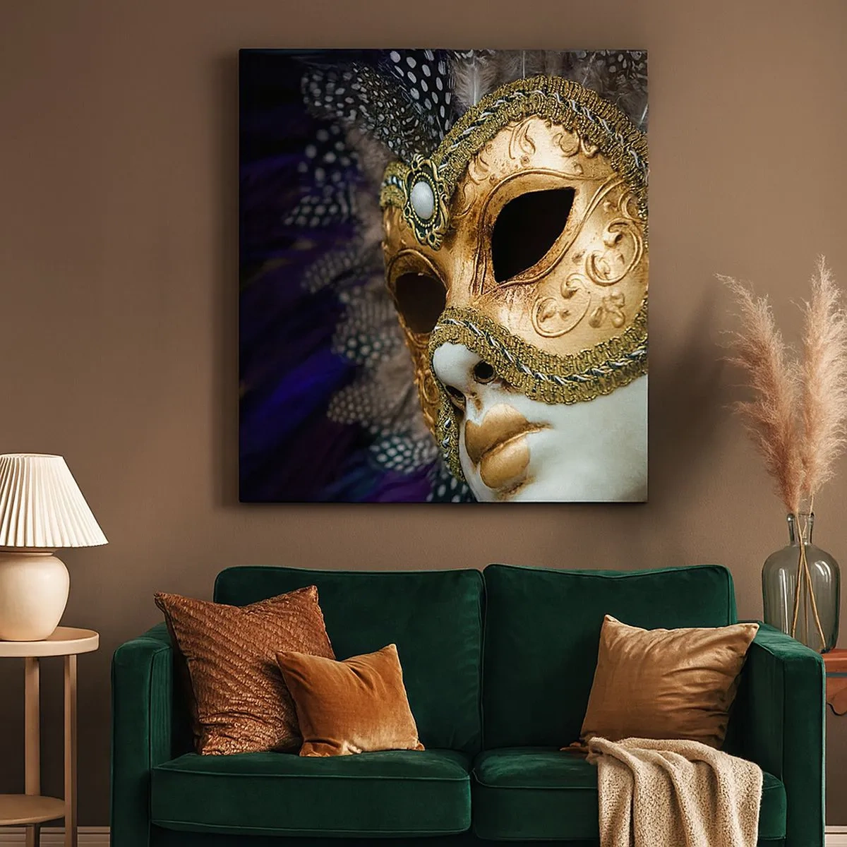 Impression sur toile - Image sur toile - Portrait vénitien en or - 30x30 cm
