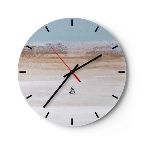 Horloge murale - Pendule murale - Paysage pastel avec des rayures horizontales bleues et beiges. - 30x30cm - Paysage ambigu - Décoration murale moderne pour le salon, la cuisine et la chambre ARTTOR