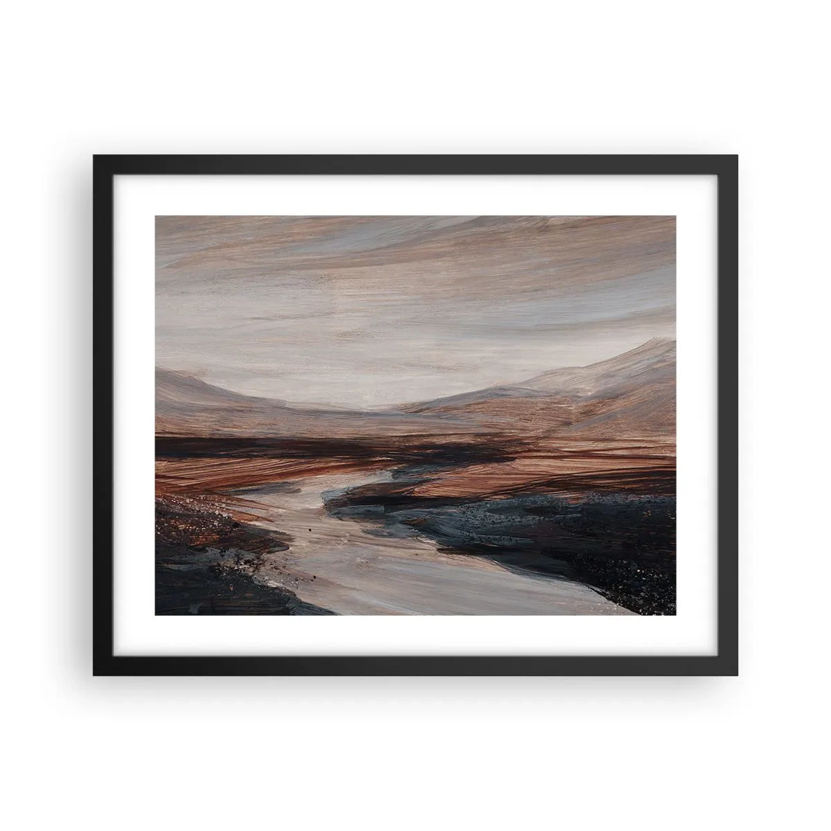 Affiche dans un cadre noir - Poster - Une vallée tranquille - 50x40 cm