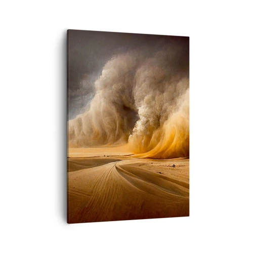 Impression sur toile - Image sur toile - Impressionnante tempête de sable dans le désert - 50x70cm - La colère du désert - Décoration murale moderne pour le salon et la chambre ARTTOR
