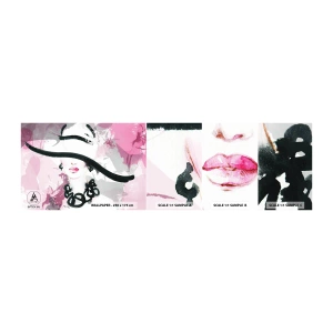 Échantillon de Papier Peint Autocollant Deluxe Sticker - Portrait d'une dame en noir et rose - Femme, Visage de femme, Abstraction - 100x30 cm