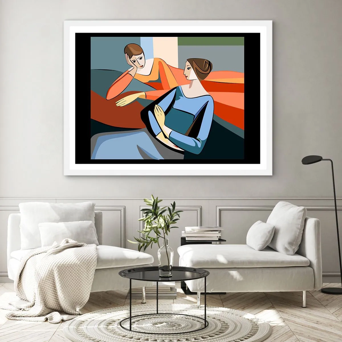 Affiche dans un cadre blanc - Poster - Un moment de confiance - 91x61 cm