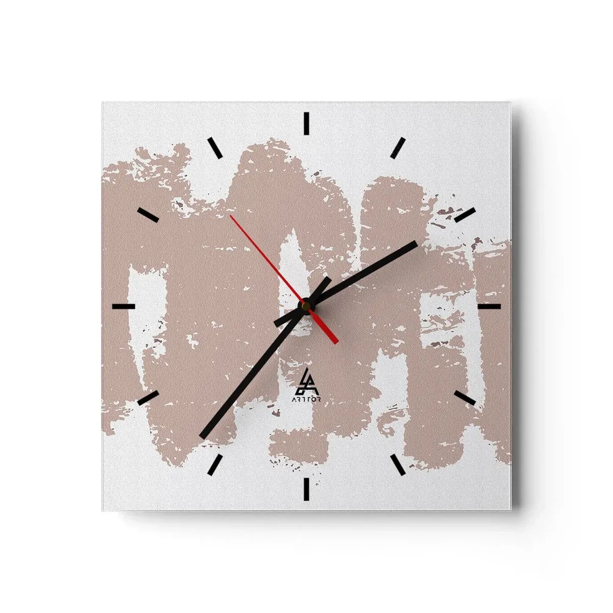Horloge murale - Pendule murale - Formes roses douces sur fond clair - 30x30cm - Abstraction en rose tendre - Décoration murale moderne pour le salon et la chambre ARTTOR