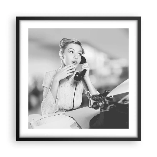 Affiche dans un cadre noir - Poster - Hello! Ici les années 50 - 50x50 cm