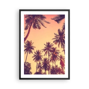 Affiche dans un cadre noir - Poster - Palmiers aux couleurs chaudes du coucher de soleil - 50x70cm - Variation tropicale - Décoration murale moderne pour le salon et la chambre ARTTOR