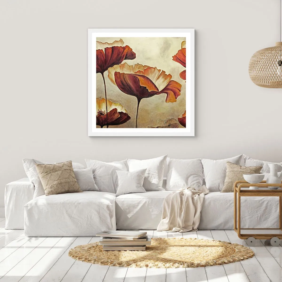 Affiche dans un cadre blanc - Poster - À la lisière des champs - 50x50 cm