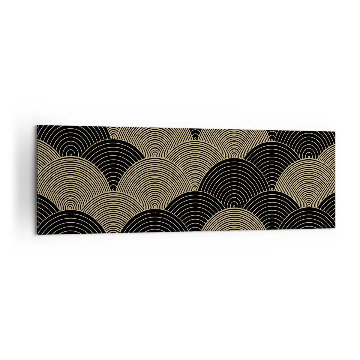 Impression sur toile - Image sur toile - Motif Art Déco avec demi-cercles et lignes dorées - 160x50cm - Unité dans la multiplicité - Décoration murale moderne pour le salon et la chambre ARTTOR