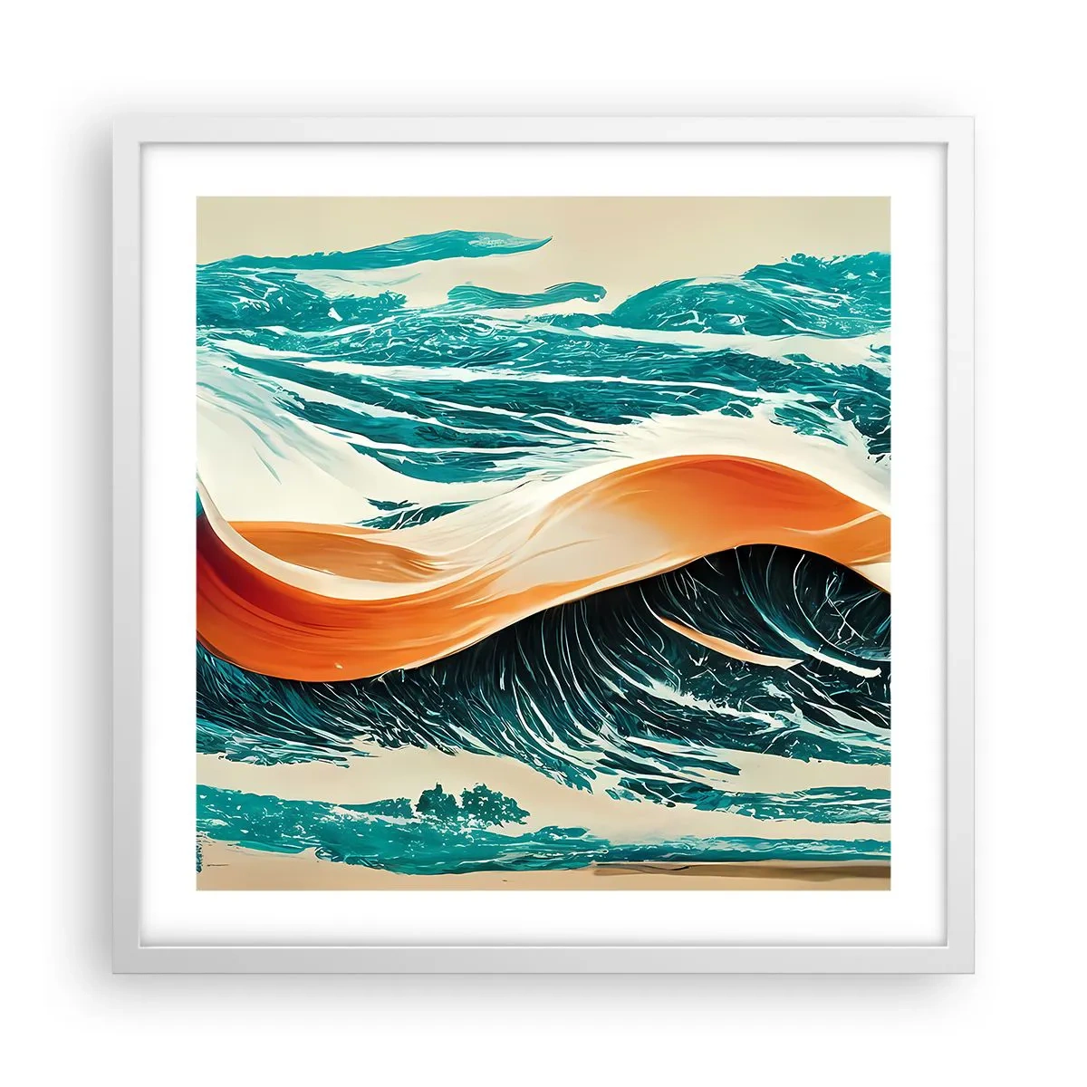 Affiche dans un cadre blanc - Poster - Le rêve d'un surfeur - 50x50 cm