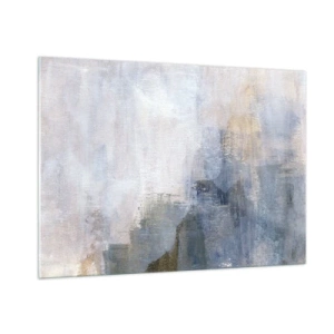 Impression sur verre - Image sur verre - Une composition abstraite dans des tons bleus et beiges froids. - 100x70cm - Tonalités et accords de couleur - Décoration murale moderne pour le salon et la chambre ARTTOR