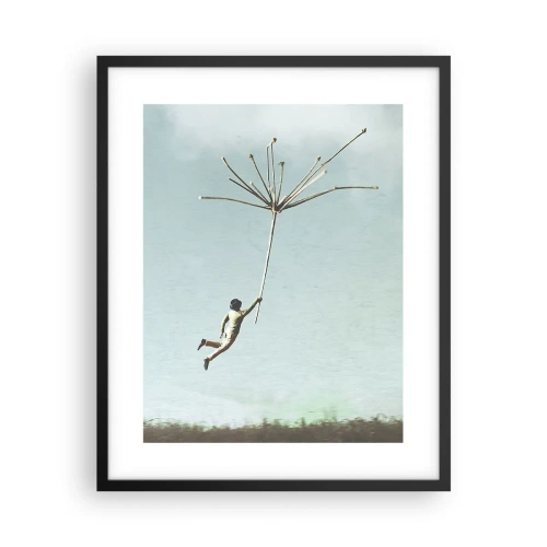 Affiche dans un cadre noir - Poster - Cerfs-volants, pissenlits, vent - 40x50 cm