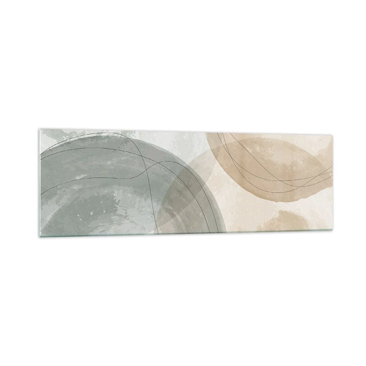 Impression sur verre - Image sur verre - Composition abstraite aux couleurs pastel avec des lignes - 160x50cm - Mondes pénétrants - Décoration murale moderne pour le salon et la chambre ARTTOR