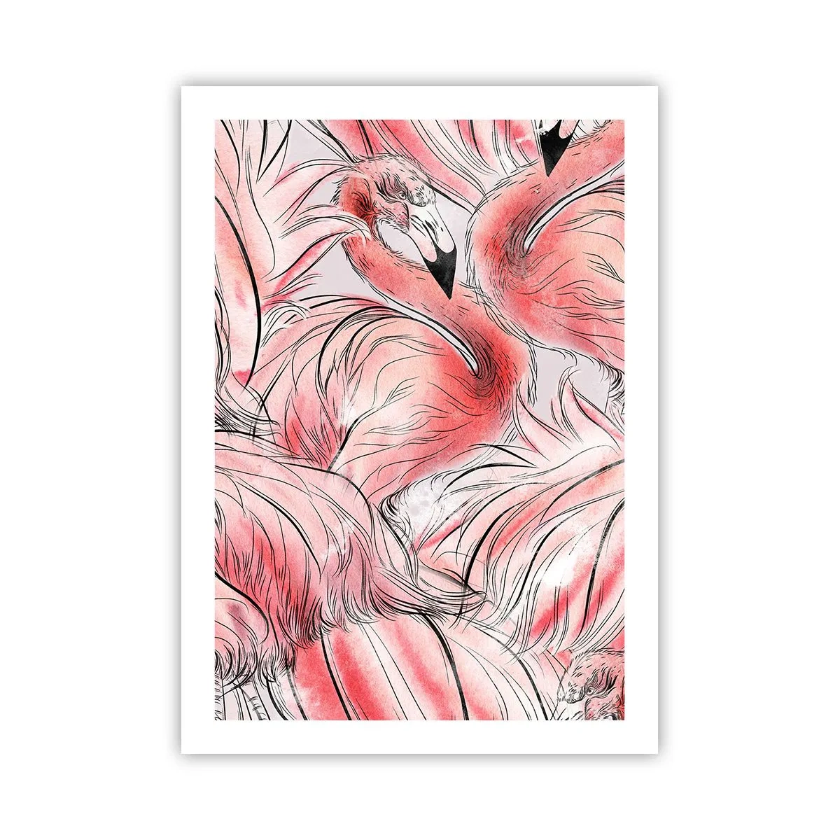 Affiche - Poster - Un motif flamant rose subtil dans des tons de rose - 50x70cm - Oiseau corps de ballet - Décoration murale moderne pour le salon et la chambre ARTTOR